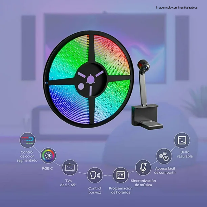 Cinta LED Smart TV y cámara para televisores de 55-65” RGBIC NHB-S615 Nexxt