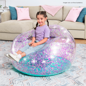 Silla inflable 75115 GLITTER DREAM Bestway tamaño 115cm x 112cm x 66 cm