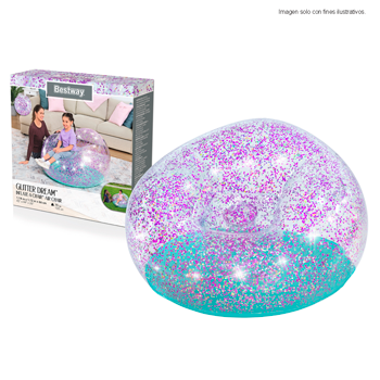 Silla inflable 75115 GLITTER DREAM Bestway tamaño 115cm x 112cm x 66 cm