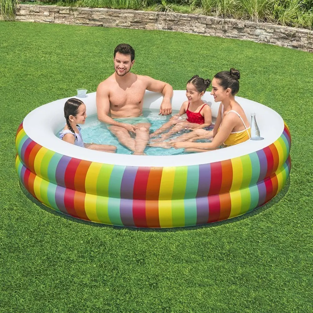 Piscina redonda inflable 54443 color arcoíris 2.06 metros x 51cm Bestway