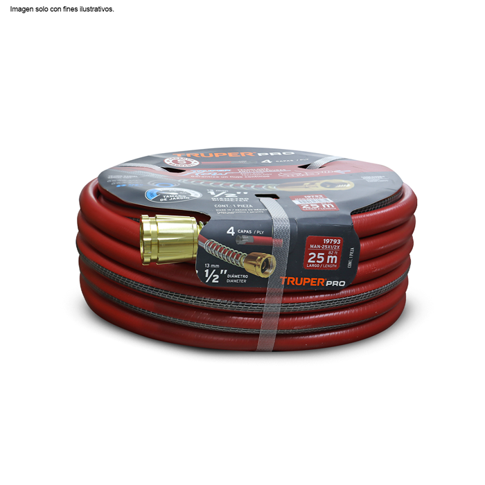 Manguera super reforzada 1/2" x 85 pies Truper.