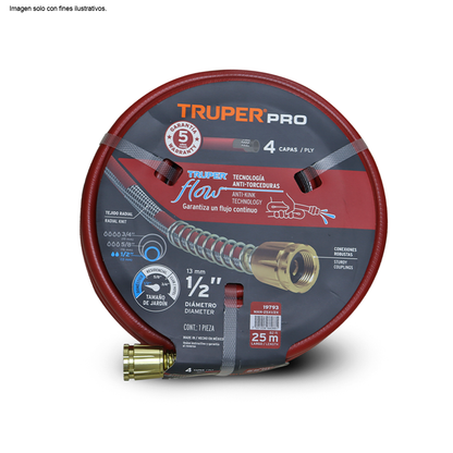 Manguera super reforzada 1/2" x 85 pies Truper.
