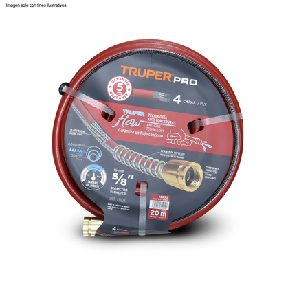 Manguera super reforzada 4 capas 5/8" x 65 pies Truper