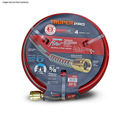 manguera super reforzada 4 capas 5/8" x 100 pies Truper