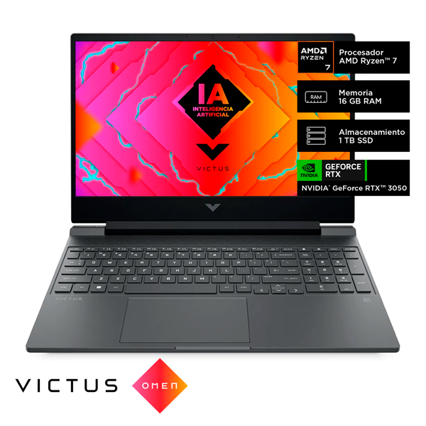 Laptop Victus 15-FB2017LA Ryzen 7 HP color plata mica