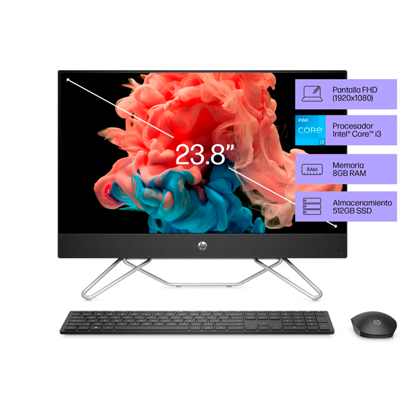 Computadora All-in-One 24-CB1023LA HP Core i3 8GB 512GB