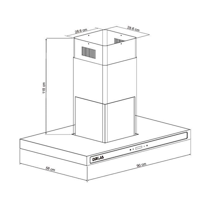 Extractor de grasa 90cm QUADRATO ISLA 90 BLACK Drija