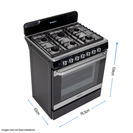 Estufa de 30" a Gas NE-7730RNDM Nisato 6 quemadores y parrilla de hierro fundido