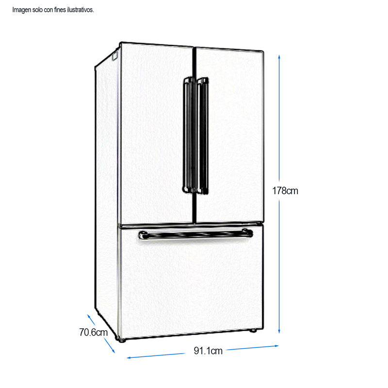 Refrigeradora 20pc NRF-977FDSK Nisato Frech Door Acero inoidable