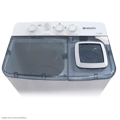 Lavadora semiautomática 17 kg NWM-1710PXL Nisato, tapa traslucida