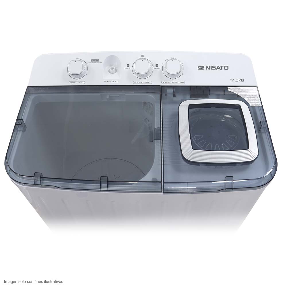 Lavadora semiautomática 17 kg NWM-1710PXL Nisato, tapa traslucida