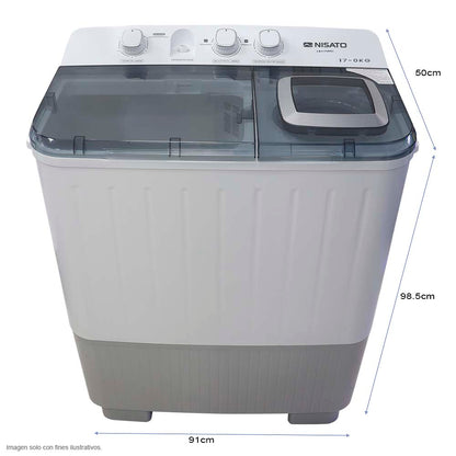 Lavadora semiautomática 17 kg NWM-1710PXL Nisato, tapa traslucida