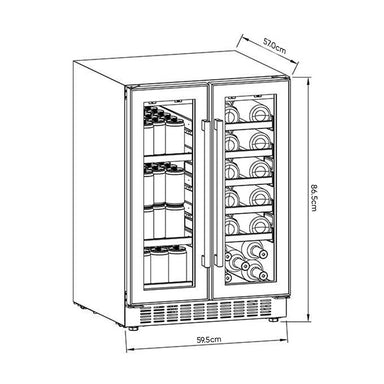 Vinera empotrable capacidad 63 latas 20 botellas Bere20 Drija