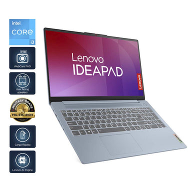 Laptop IdeaPad Slim 3, 15.6" FHD, Intel Core i3-N305, 8GB, 256GB SSD Lenovo color azul escarcha 82XB0081GJ