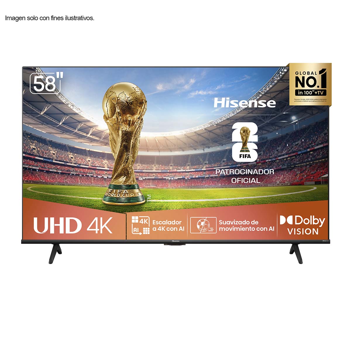 Televisor LED Smart UHD 58" 58A6NV, Hisense, 4K VIDAA