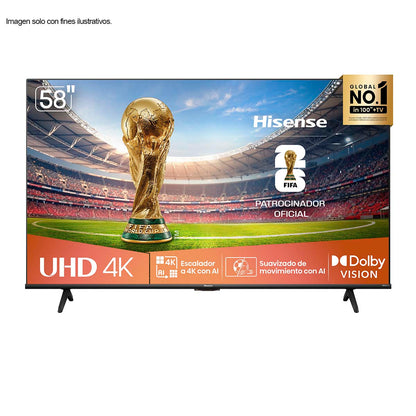 Televisor LED Smart UHD 58" 58A6NV, Hisense, 4K VIDAA