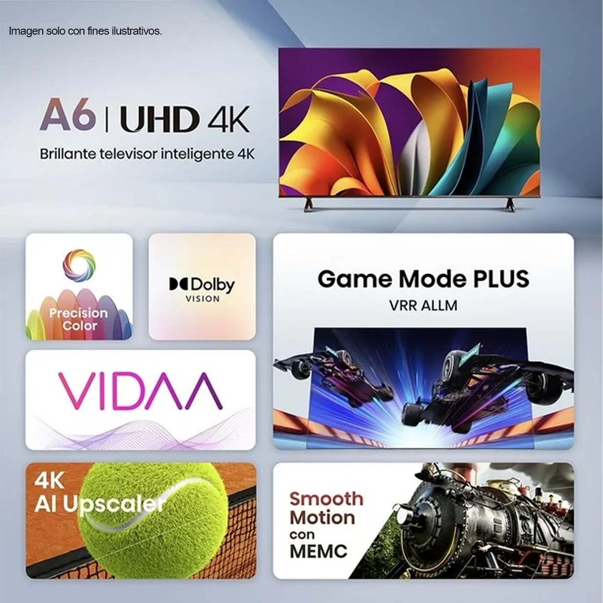 Televisor LED Smart UHD 58" 58A6NV, Hisense, 4K VIDAA