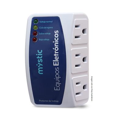 Protector de voltaje 110V MY-VP8130 Mystic, enchufe lateral para conectar hasta 3 equipos