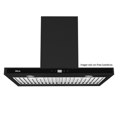 Extractor de grasa Campana Quadrato 76 Black, 2 chimeneas, panel digital, luz LED. Drija.