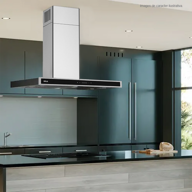 Extractor de grasa 90cm QUADRATO ISLA 90 Drija, 2 chimeneas, extracción 500M3/H, acero inoxidable