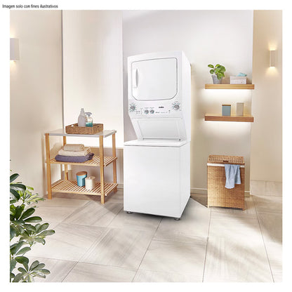 Centro de lavado eléctrico 24 KG MCL2440ESBB0 color blanco 8 programas automáticos 4 niveles de agua 5 niveles de temperatura función eco selección de etapa canasta de acero inoxidable seguro en tapa