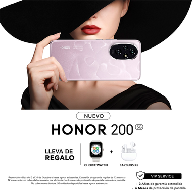 Celular Honor 200 6.7" 12GB + 256GB color coral rosa dual card.