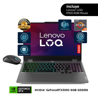 Laptop LOQ 15ARP9 pantalla 15.6in FHD Ryzen5-7235HS 16GB 512GB Lenovo + Mouse Gaming
