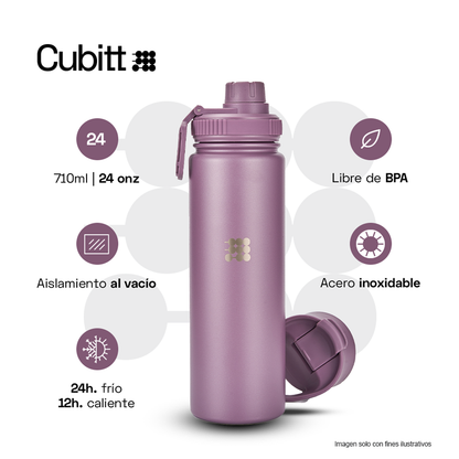 Termo para agua, 24 oz, CTHB24-4O, Cubitt, acero inoxidable, morado