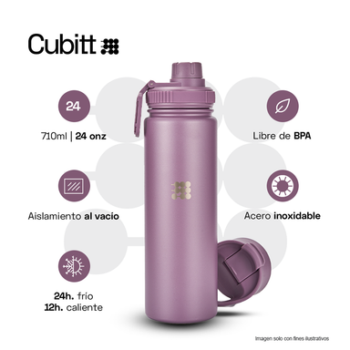 Termo para agua, 24 oz, CTHB24-4O, Cubitt, acero inoxidable, morado