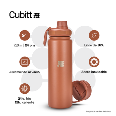 Termo para agua, 24 oz, CTHB24-9O, Cubitt, acero inoxidable, Terracota