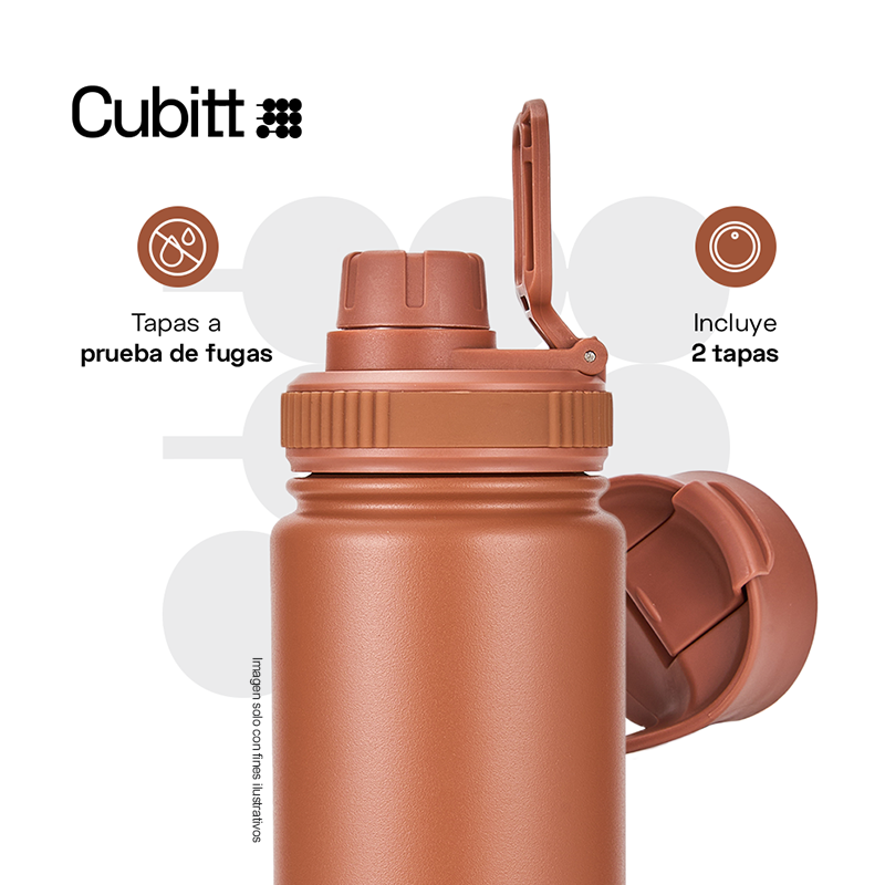 Termo para agua, 24 oz, CTHB24-9O, Cubitt, acero inoxidable, Terracota