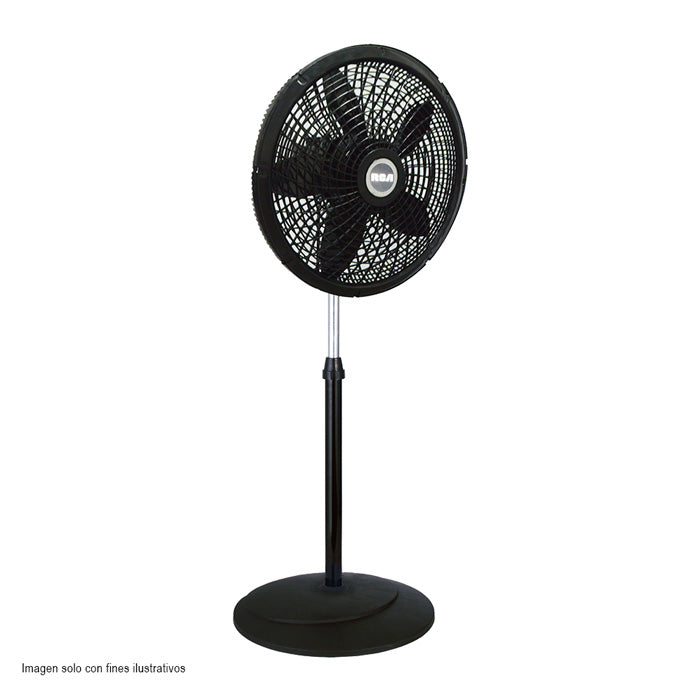 Abanico de pedestal 18" RCFAN28 RCA con cubierta y aspas plásticas color negro