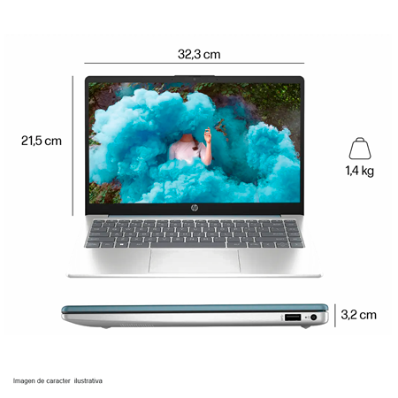 Laptop EM0017LA 1 HP pantalla de 14" Ryzen 5 7520U 8GB 512Gincluye Office 365