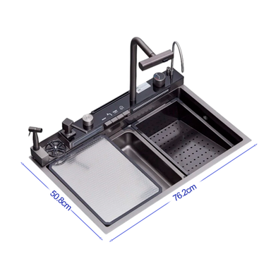 Fregador de lujo de 76cm Capri 76 Drija de acero inoxidable satinado 304