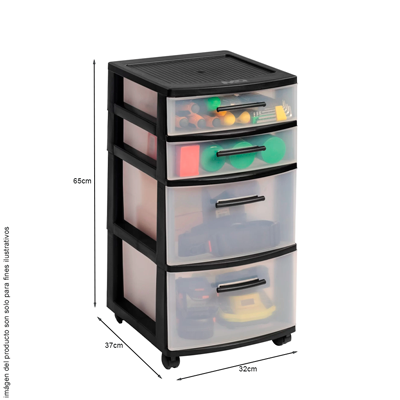 Gavetero modular 4 niveles Eclypse 452-NEG MQ