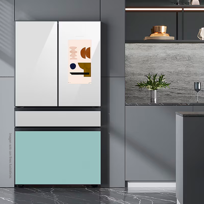 Refrigeradora Bespoke Family HUB 29pc, RF29BB8900JMAP Samsung, puertas francesas dobles, diseño elegante y único, dispensador interior jarra automática.