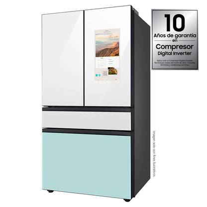Refrigeradora Bespoke Family HUB 29pc, RF29BB8900JMAP Samsung, puertas francesas dobles, diseño elegante y único, dispensador interior jarra automática.