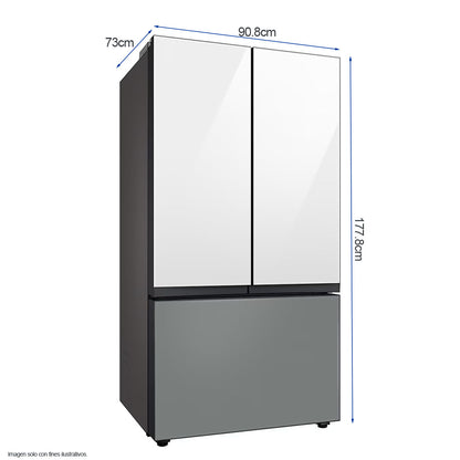 Refrigeradora 24pc Bespoke 3 Door FDR, RF24BB62006MAP Samsung, centro bebida, Wifi, color blanco + gris