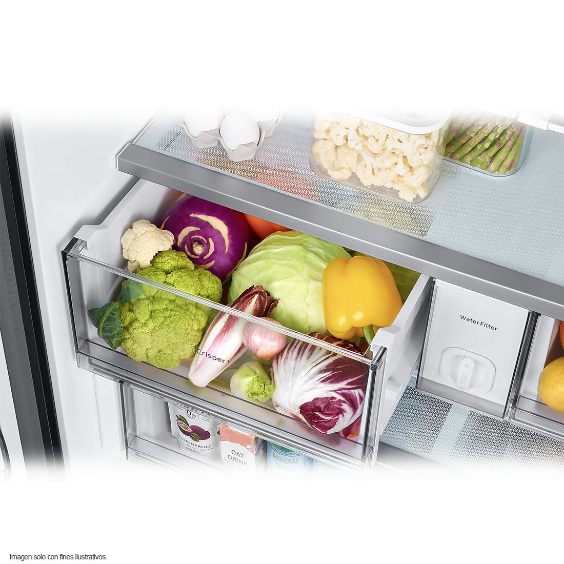 Refrigeradora 24pc Bespoke 3 Door FDR, RF24BB62006MAP Samsung, centro bebida, Wifi, color blanco + gris