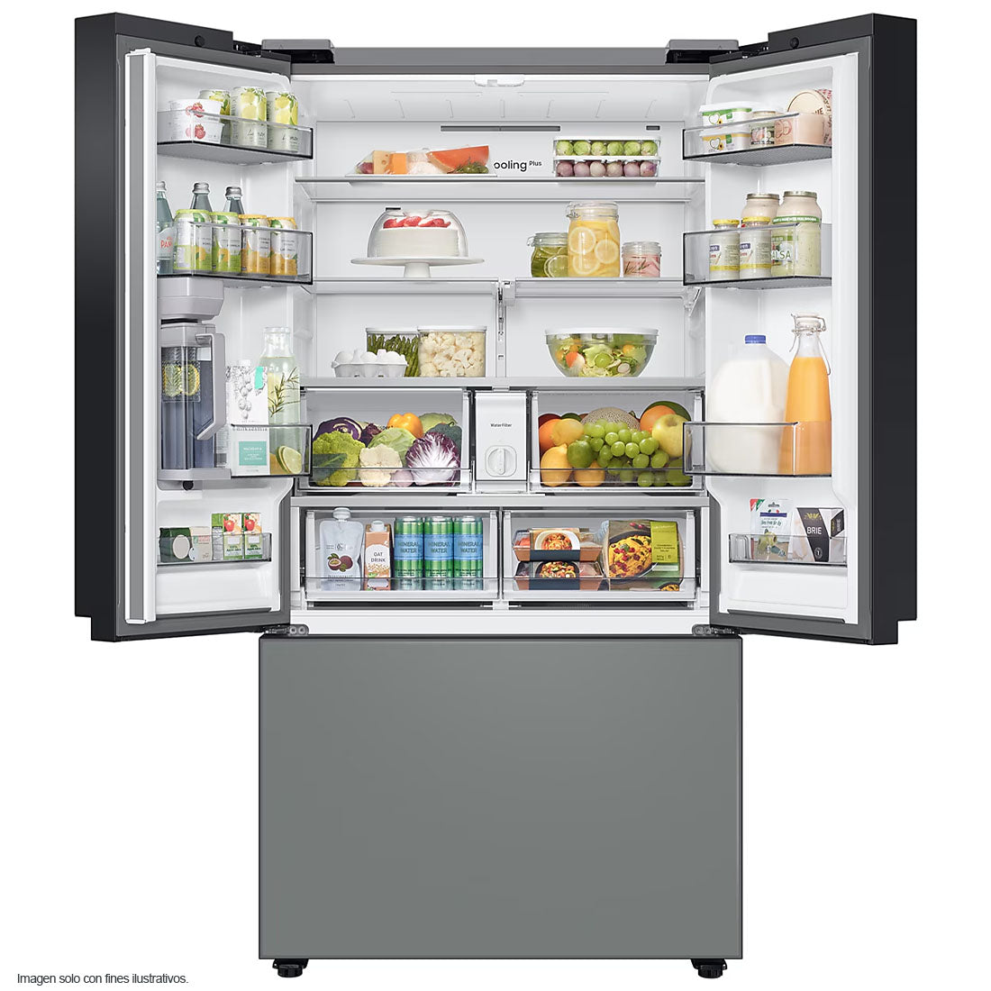 Refrigeradora 24pc Bespoke 3 Door FDR, RF24BB62006MAP Samsung, centro bebida, Wifi, color blanco + gris