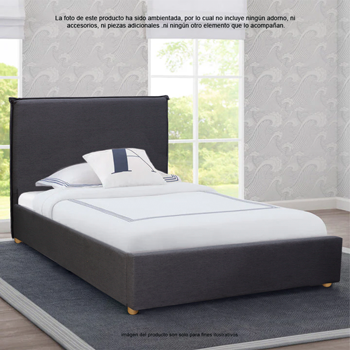 Cama Twin RUL-1807BGRA color gris