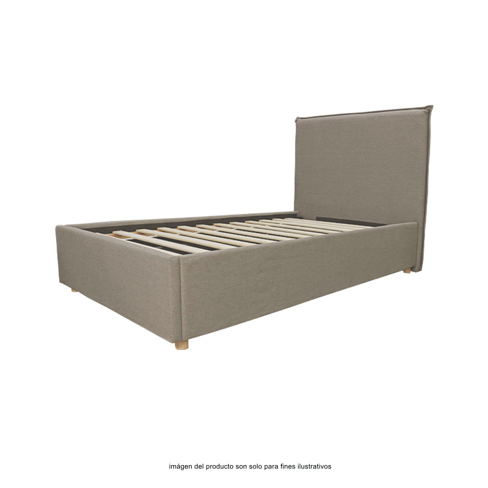 Cama Twin RUL-1807BBE estándar color beige base dormitorio
