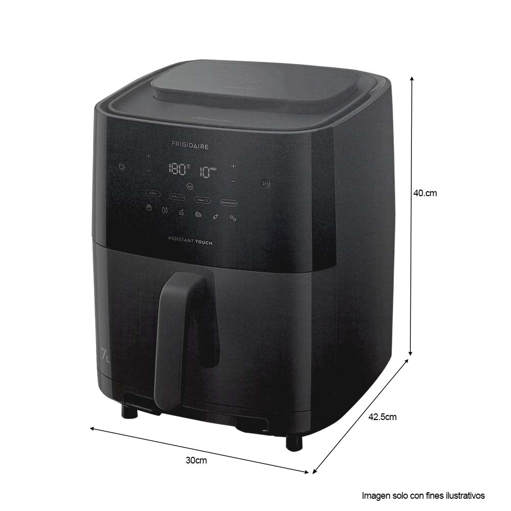 FRIGIDAIRE  FREIDORA DE AIRE + ASADOR+HORNEADO DIGITAL 1700W PROGRAMAS, 80 A 200°C FAF90