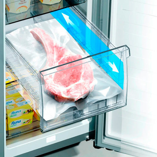 Refrigeradora 17pc RQ171BV5A Hisense Inverter máquina de hielo automática en el congelador, diseño Pure Flat, triple zona, ny fresh choice