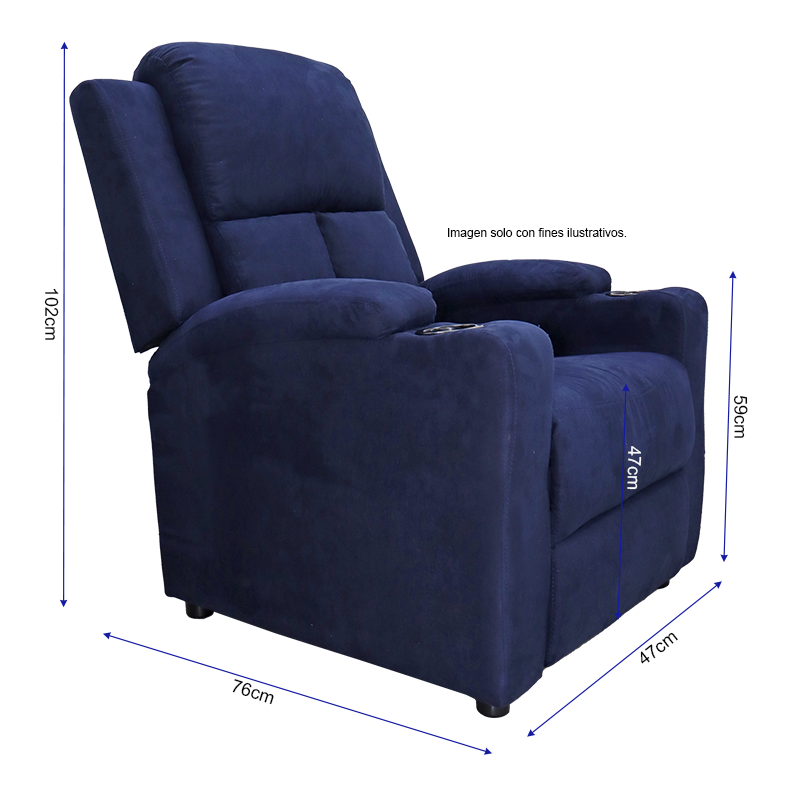 Sillón reclinable 857-1423352, color tono azul