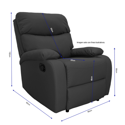 Sillón reclinable 857-GISELLEN, color tono negro