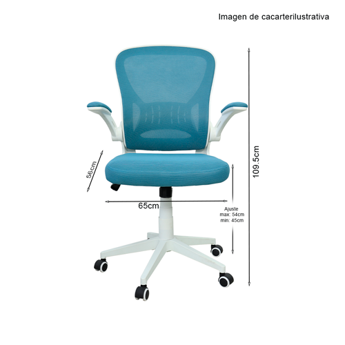 Silla de oficina 853-5043M1A color en tono celeste