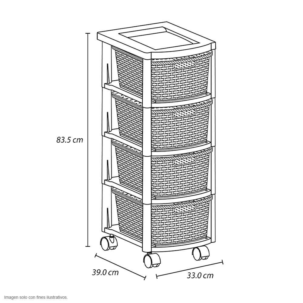 Cajonero o 4 gavetas 14006-XP Rattan