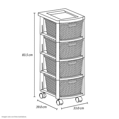 Cajonero o 4 gavetas 14006-XP Rattan