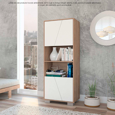 Biblioteca Fraktal BMB 4166 color blanco y miel